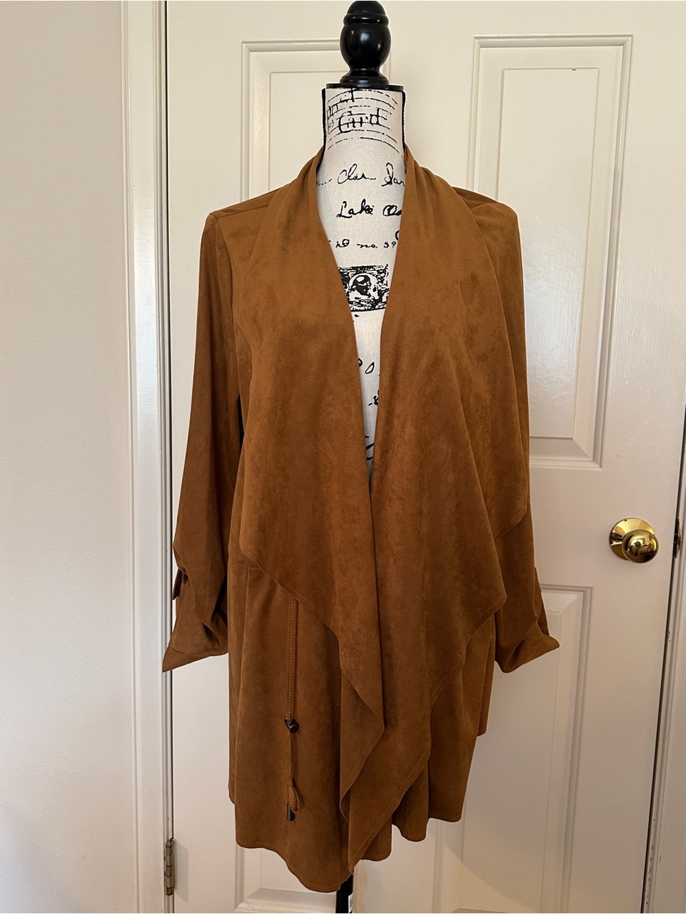 Torrid Brown Draped Open-Front Suede-Look Jacket 2x